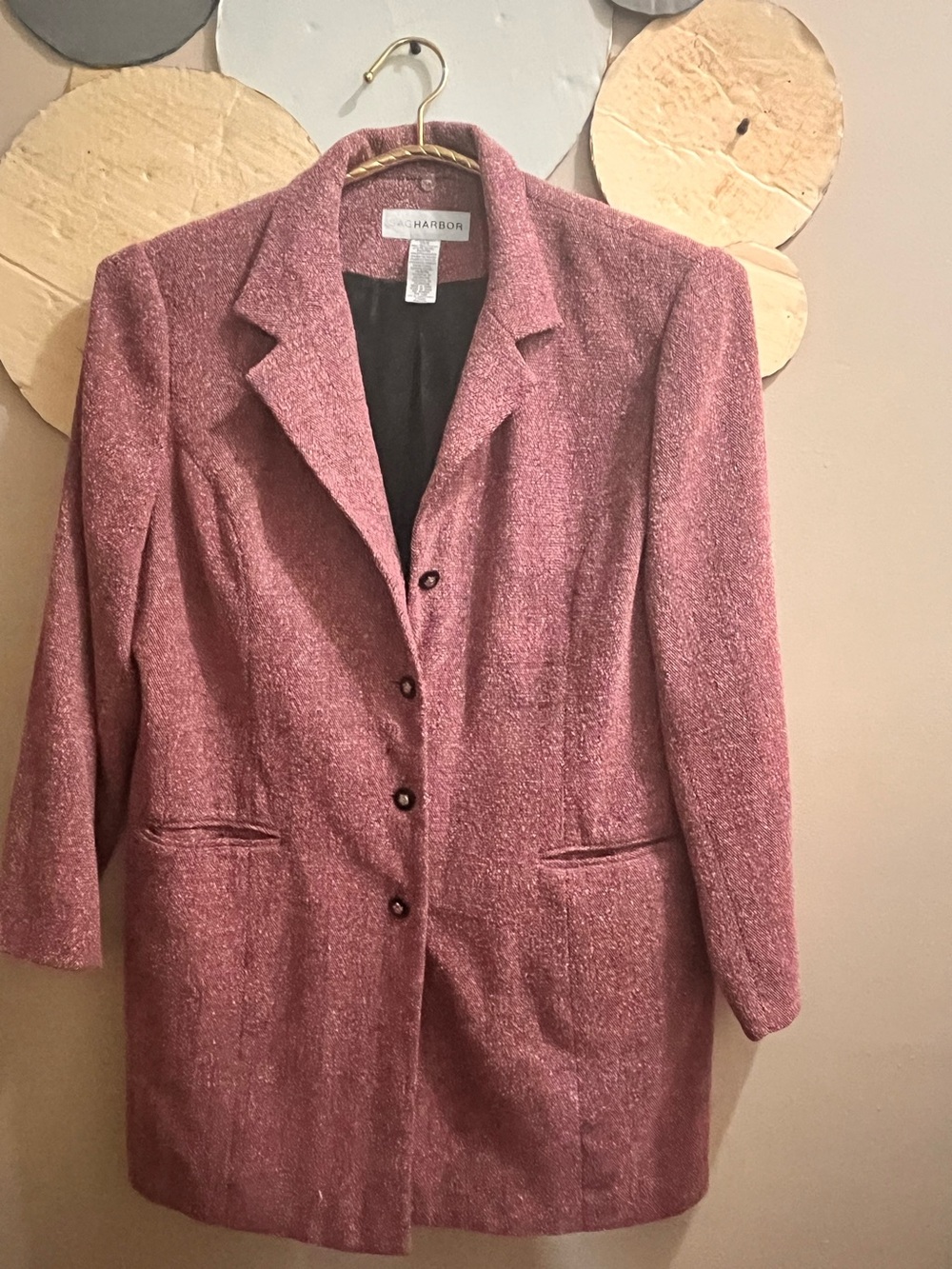 Sag Harbor Rose Pink Textured Long Blazer Jacket